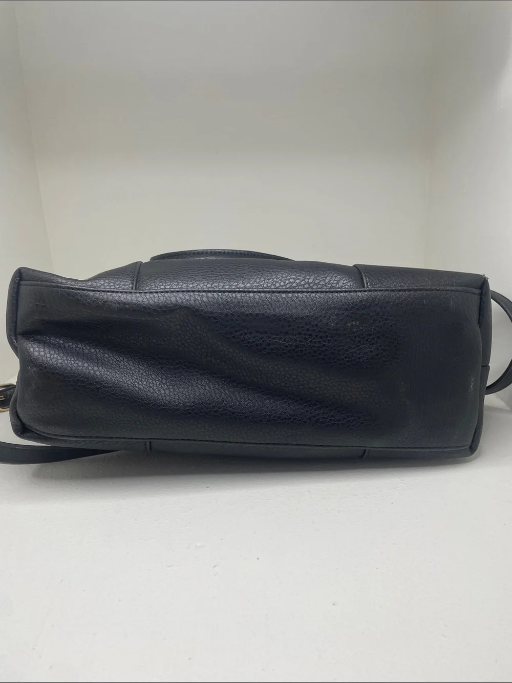 Anne Klein Black Pebbled Leather Bow Satchel purse